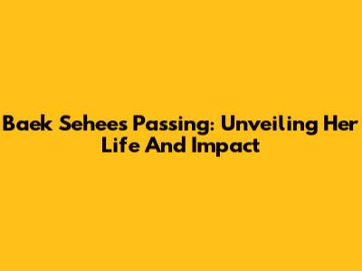 Baek Sehee's Passing: Unveiling Her Life And Impact