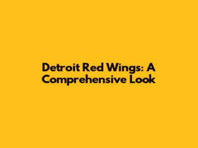 Detroit Red Wings: A Comprehensive Look