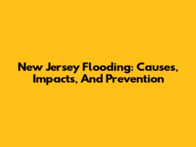 New Jersey Flooding: Causes, Impacts, And Prevention